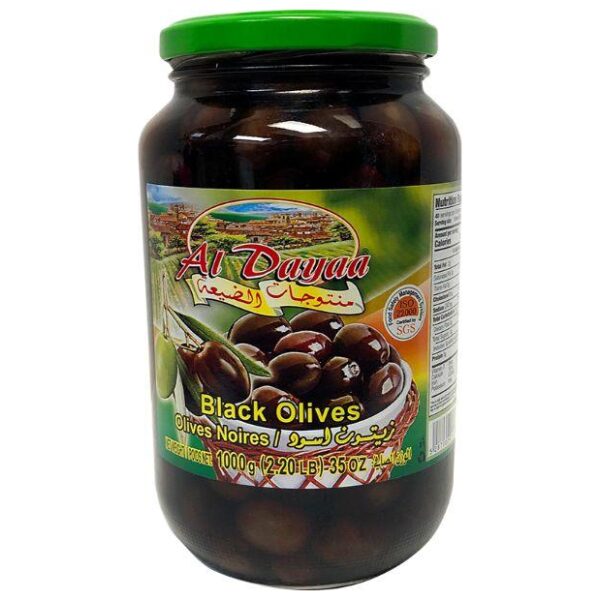 Al Dayaa Black Olives Large, 1000g - Papaya Express